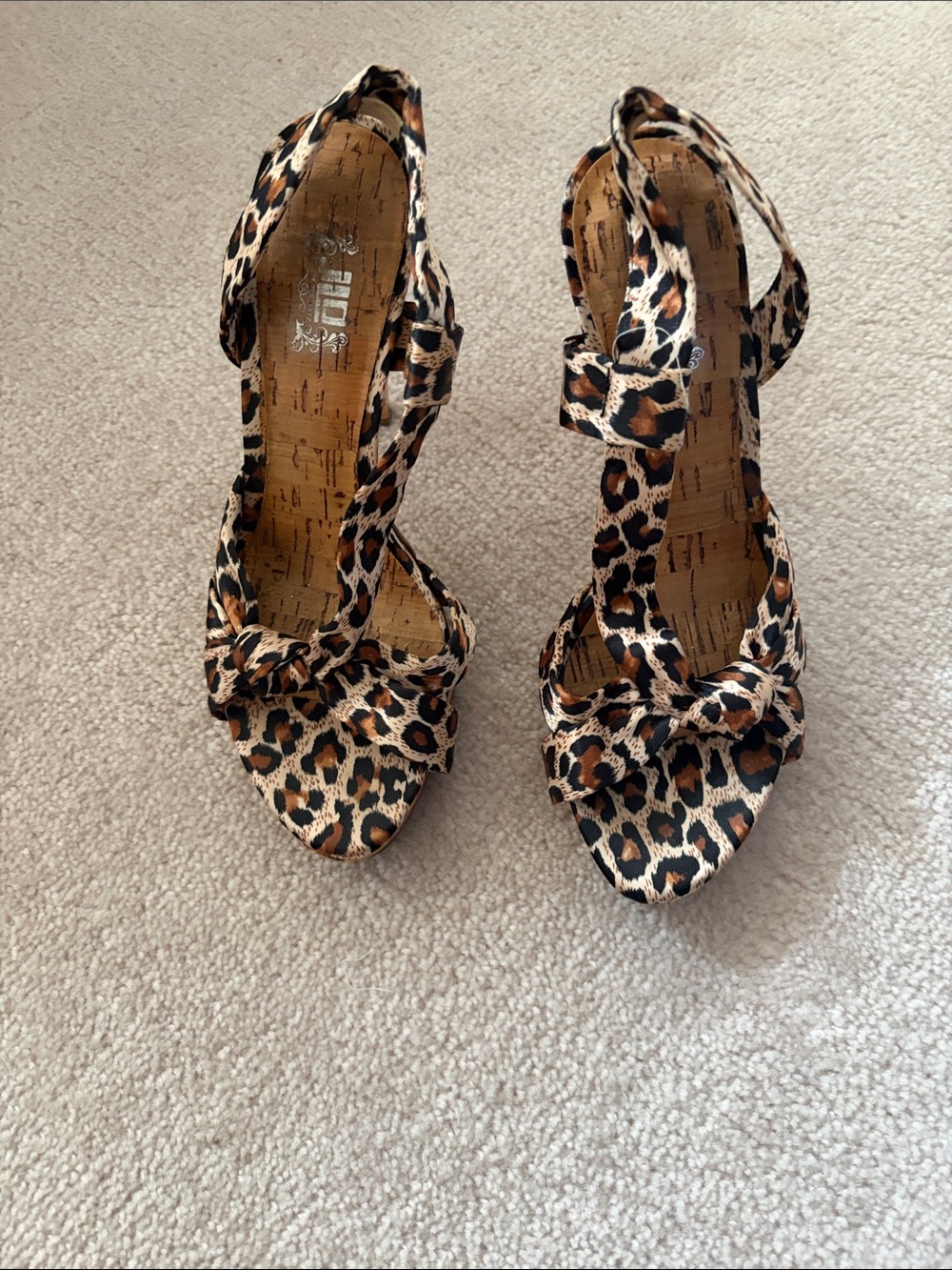 Leopard Print Women's Bow Slingback Heels